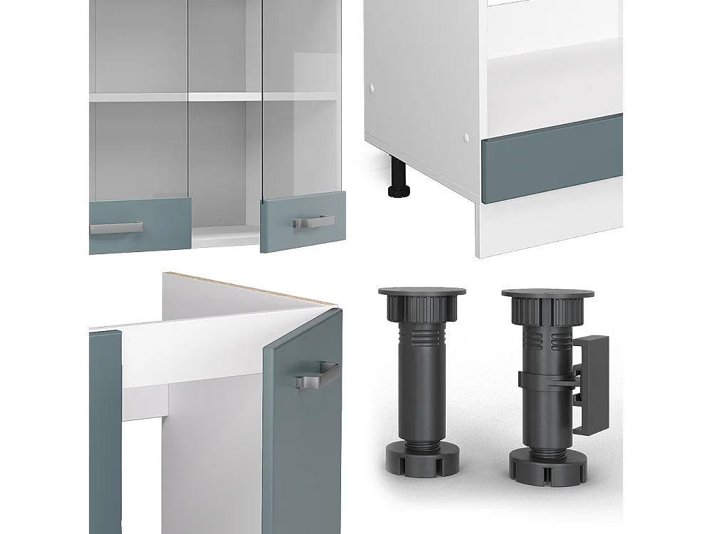 Cucina angolare completa grigio-blu 287x60x81.6 r-line