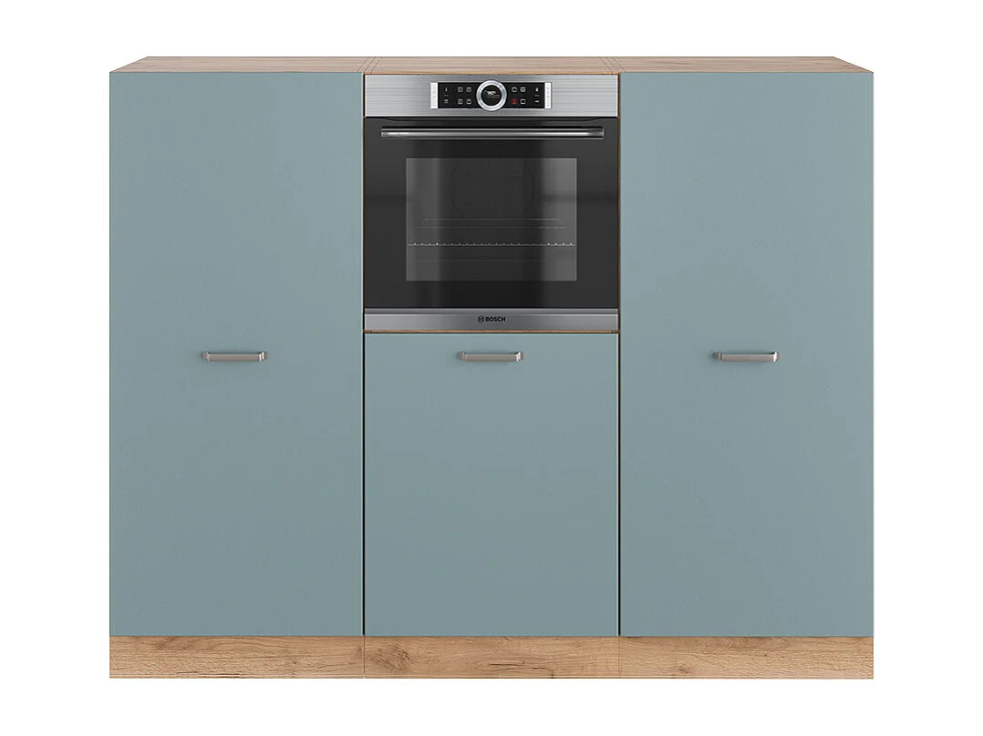 Bloc de cuisine bleu-gris/chêne doré 180x46x81.6 r-line