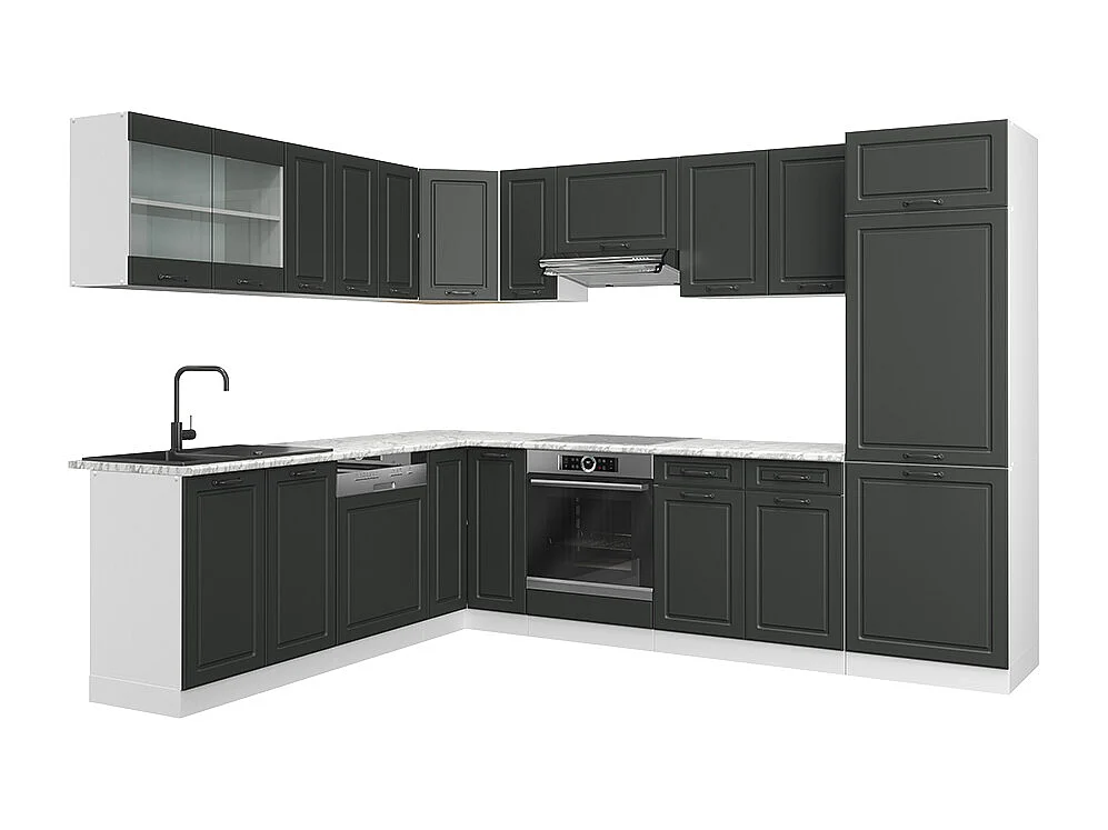 Corner kitchen anthracite country house / white 287x46x81.6 r-line