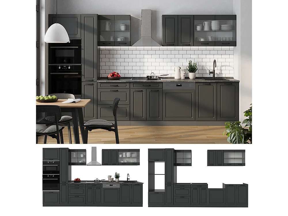 Cuisine  anthracite maison de campagne/anthracite 350x60x81.6 r-line