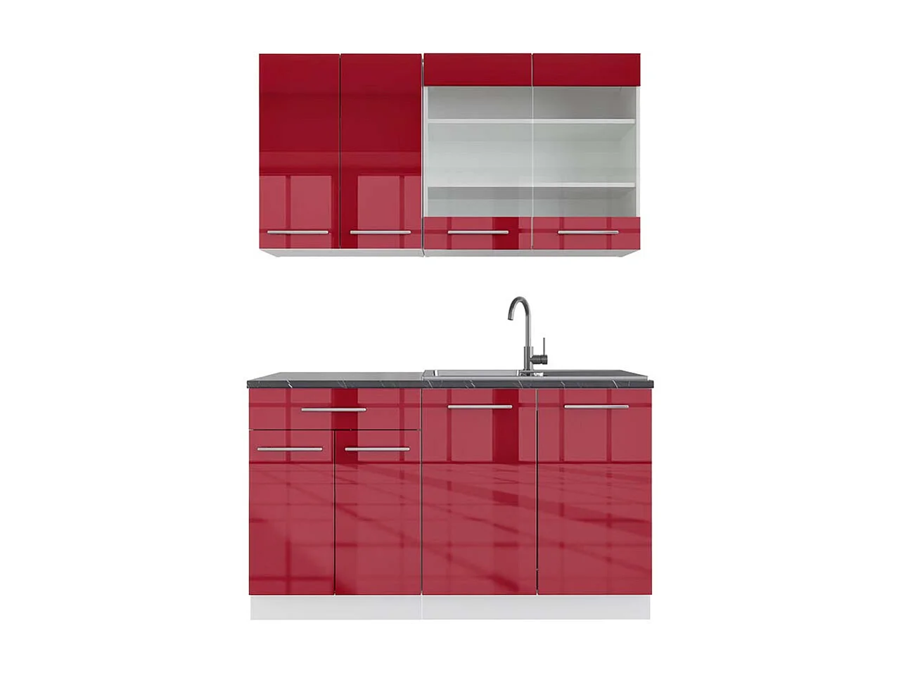 Cuisine bordeaux haute brillance/blanc 140x60x81.6 fame-line