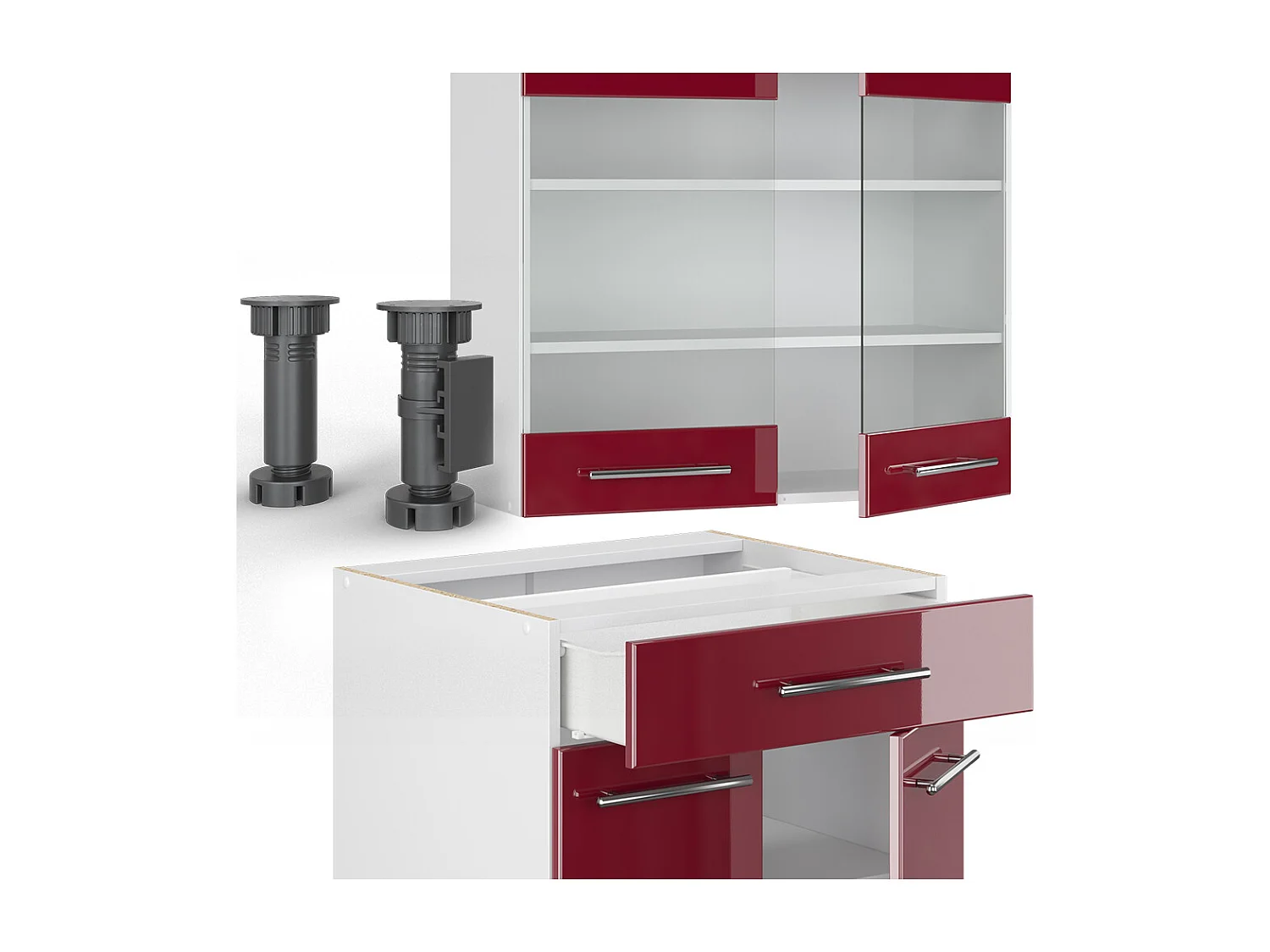 Cuisine bordeaux haute brillance/blanc 140x60x81.6 fame-line