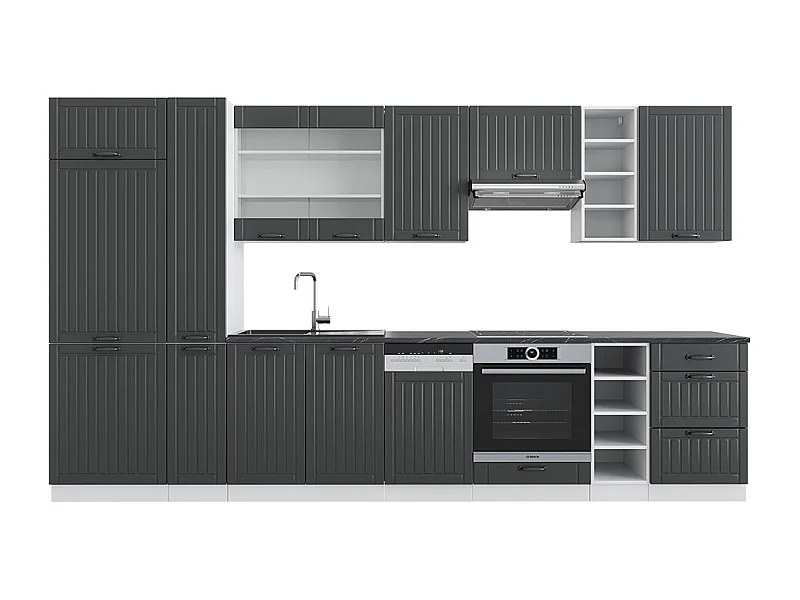 Mueble de cocina antracita casa de campo/blanco 355x46x81.6 fame-line