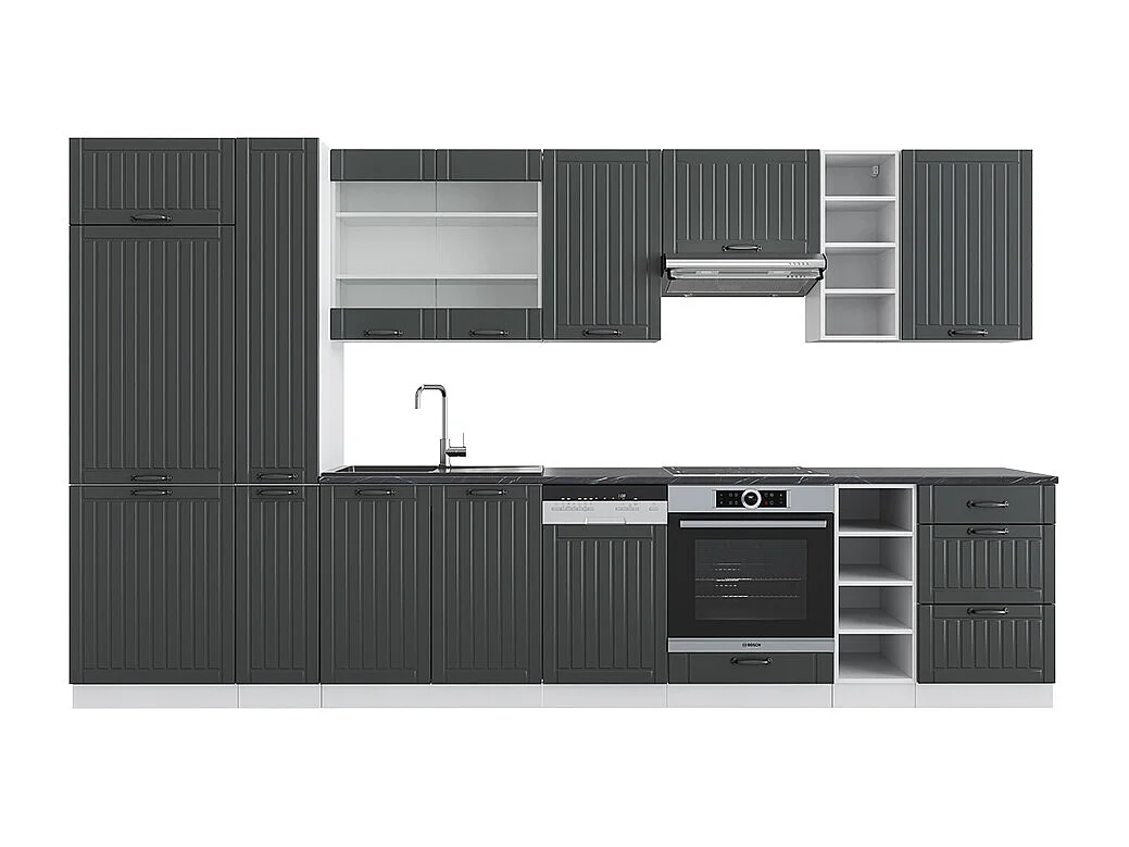 Mueble de cocina antracita casa de campo/blanco 355x46x81.6 fame-line