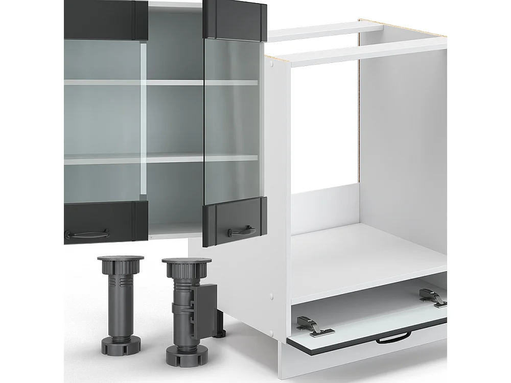 Mueble de cocina antracita casa de campo/blanco 355x46x81.6 fame-line