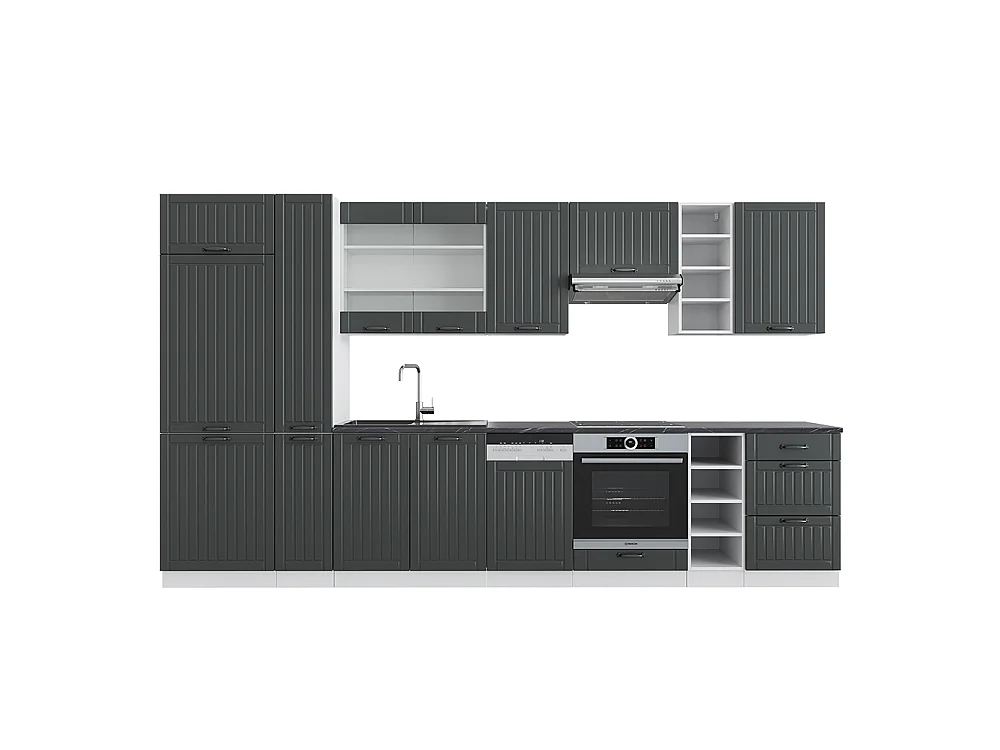 Küchenzeile anthrazit landhaus/weiß 355x46x81.6 fame-line