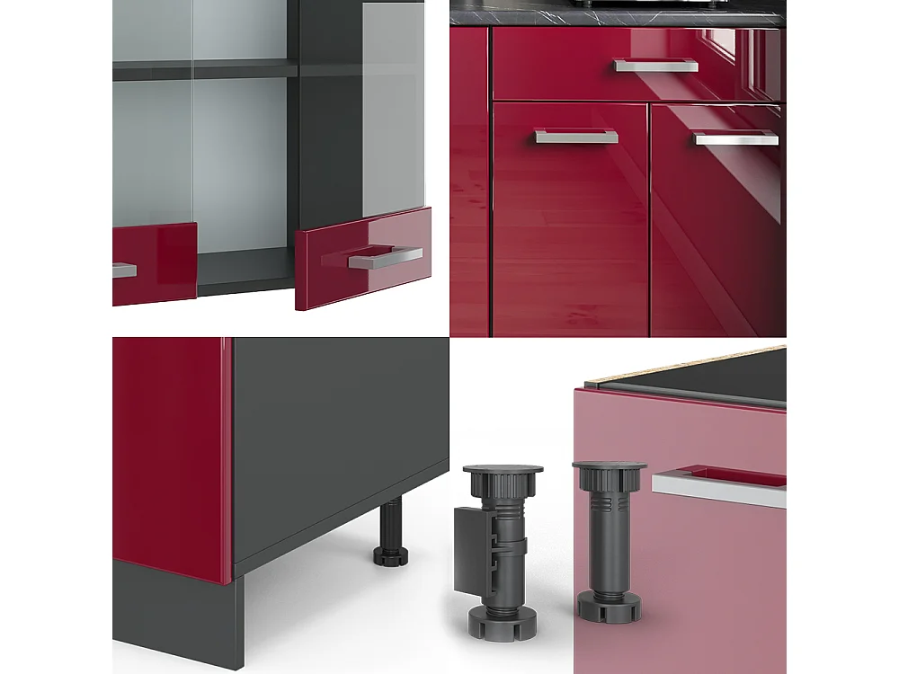 Enskilt kök högblank röd/antracit 140x60x81.6 r-line