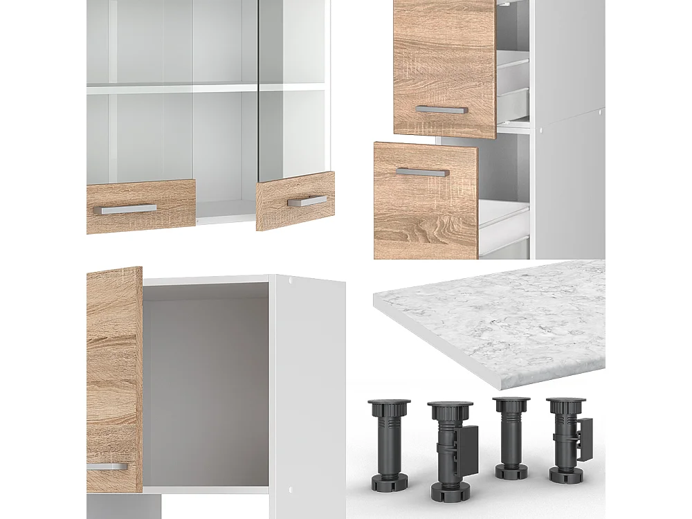 Køkkenrække sonoma/hvid 350x60x81.6 r-line