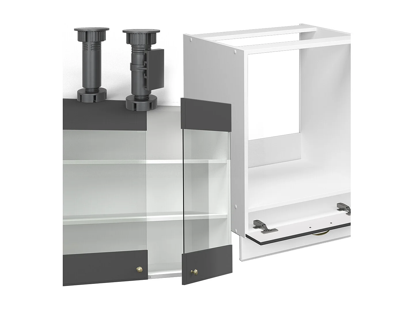 Cuisine en angle anthracite-or/blanc 190x60x81.6 fame-line