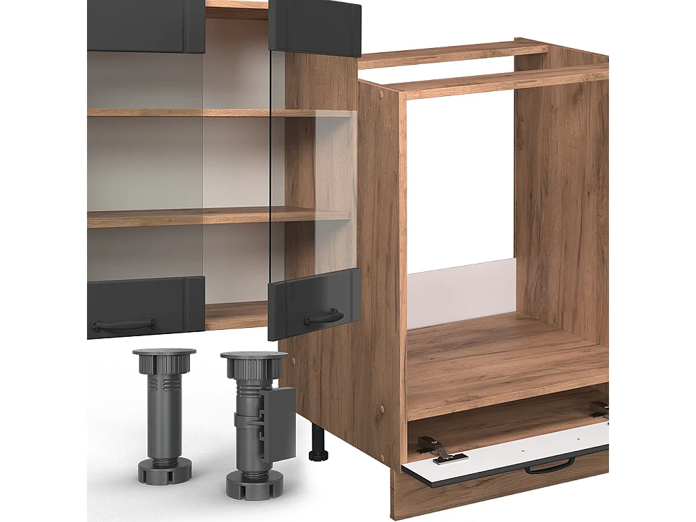 Küchenzeile dunkelgrau 300x46x81.6 fame-line