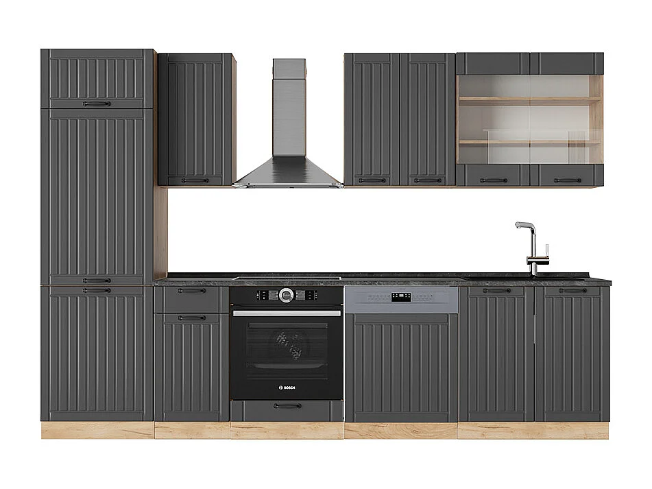 Complete keukeneenheid donkergrijs 300x46x81.6 fame-line