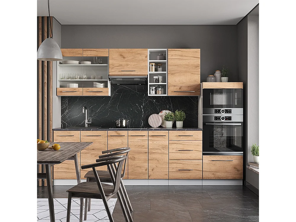 Cuisine chêne doré/blanc 280x60x81.6 fame-line