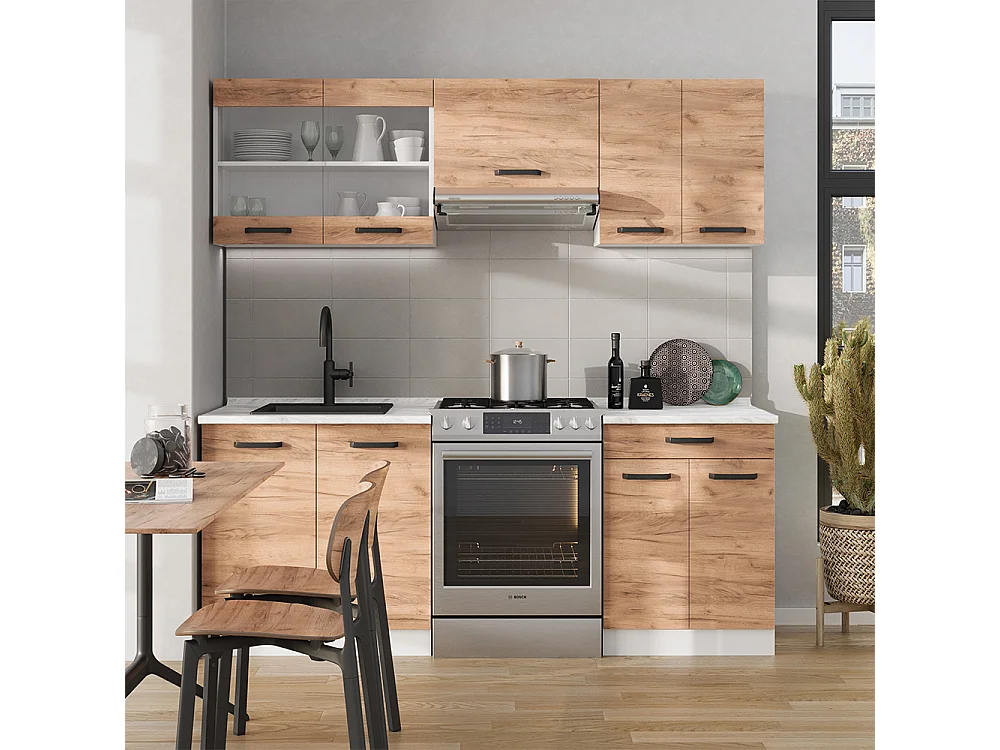 Cucina componibile quercia dorata/bianco 200x46x81.6 r-line