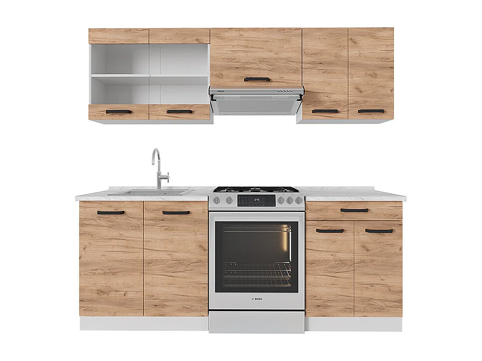 Cucina componibile quercia dorata/bianco 200x46x81.6 r-line