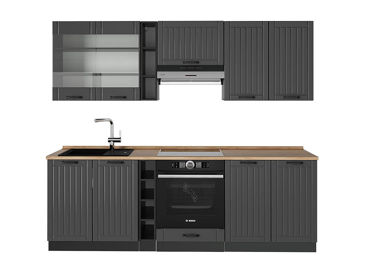 Mueble de cocina gris oscuro 235x60x81.6 fame-line