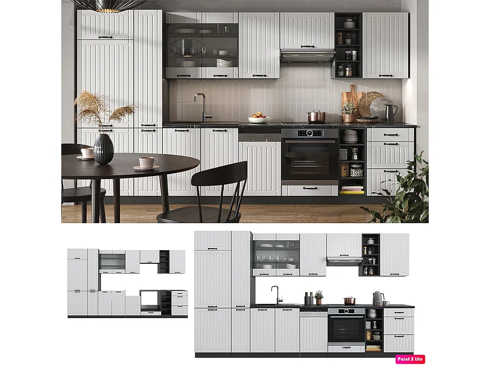 Cucina componibile Bianco rustico/antracite 355x60x81.6 fame-line