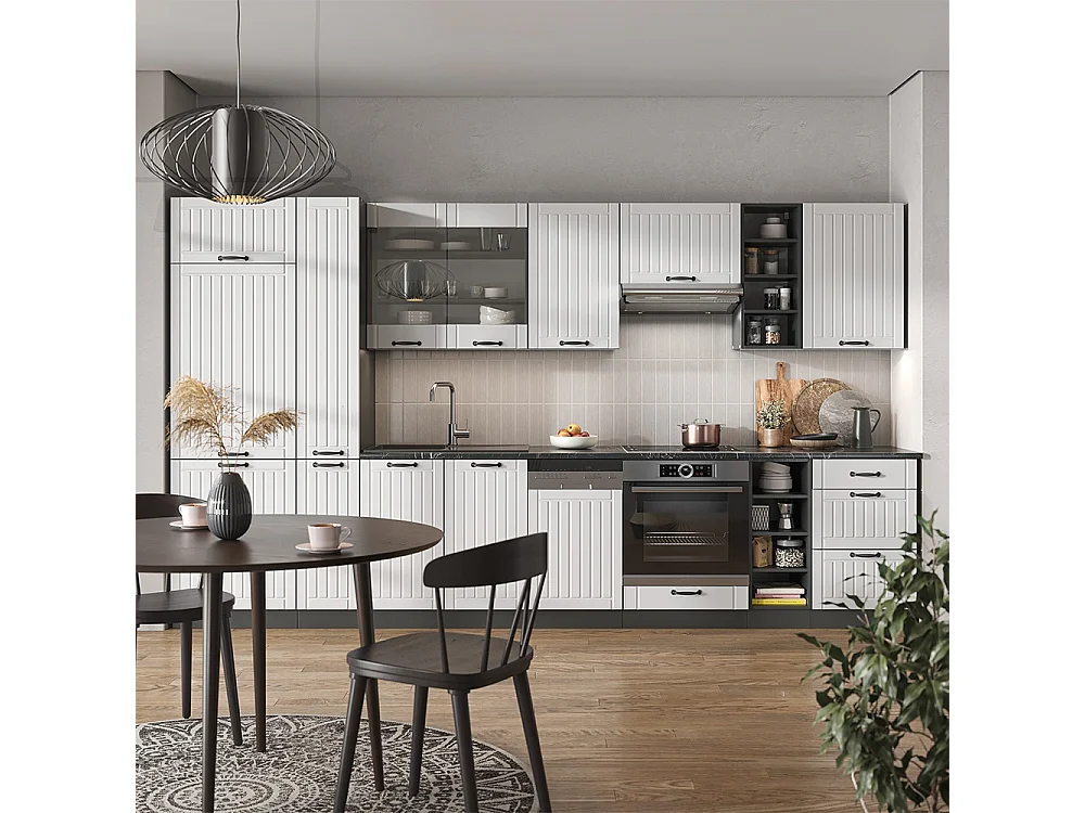 Cucina componibile Bianco rustico/antracite 355x60x81.6 fame-line