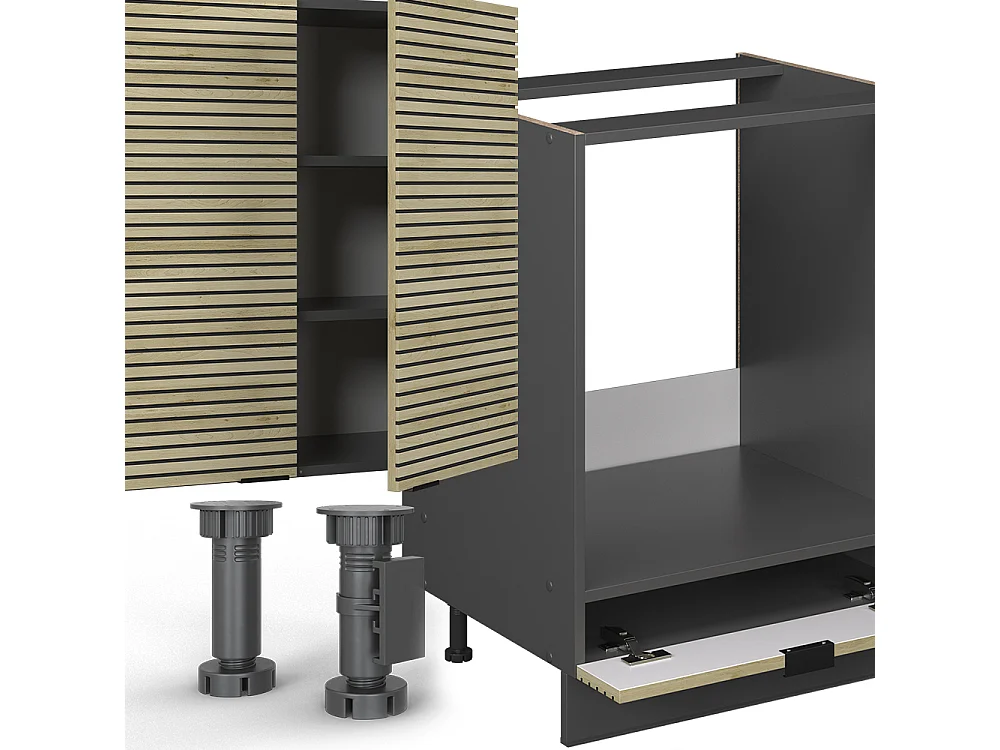 Mueble de cocina panel de roble/antracita 300x46x81.6 fame-line