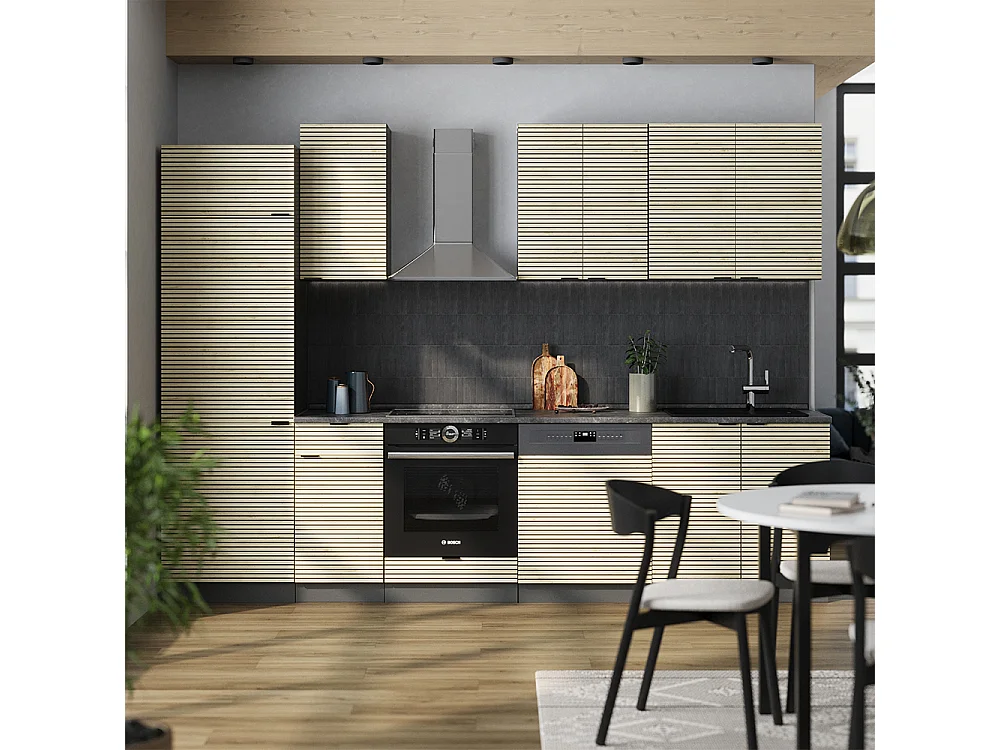 Cuisine chêne lambris/anthracite 300x46x81.6 fame-line