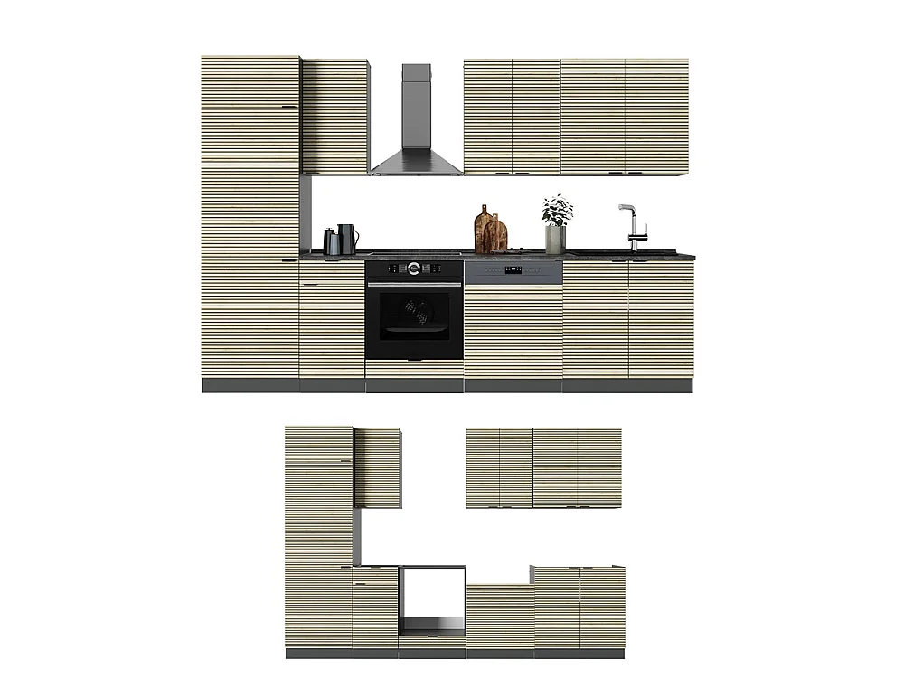 Mueble de cocina panel de roble/antracita 300x46x81.6 fame-line