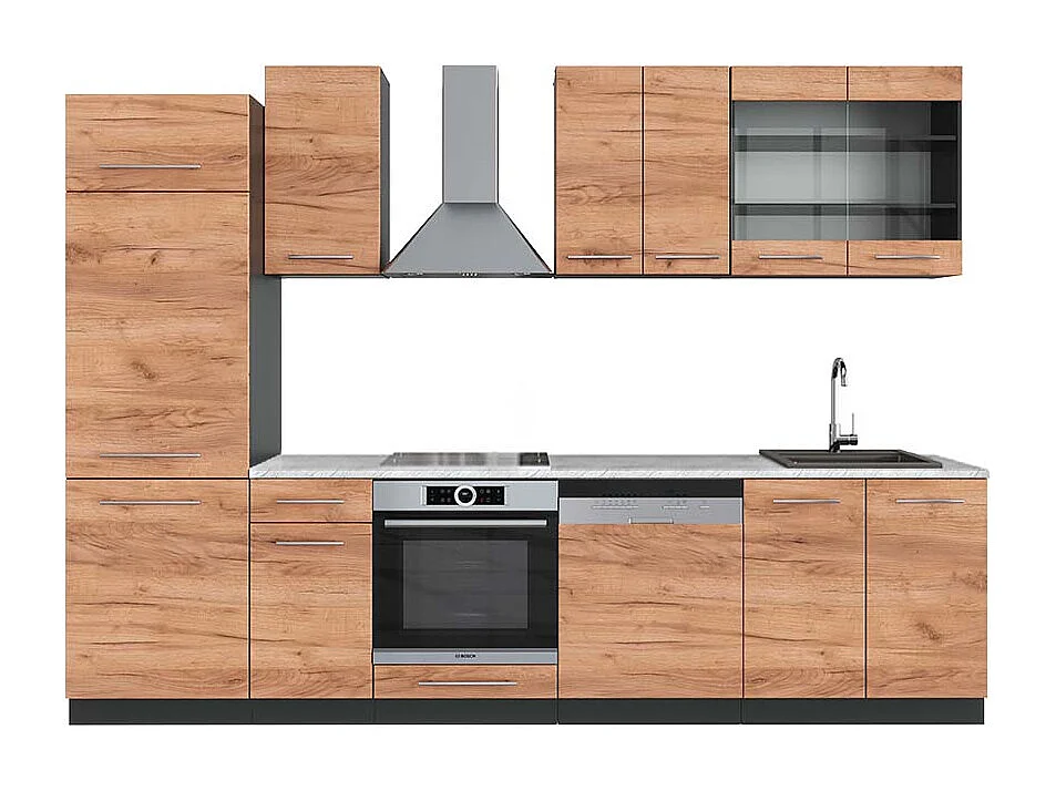 Cuisine chêne doré/anthracite 300x60x81.6 fame-line