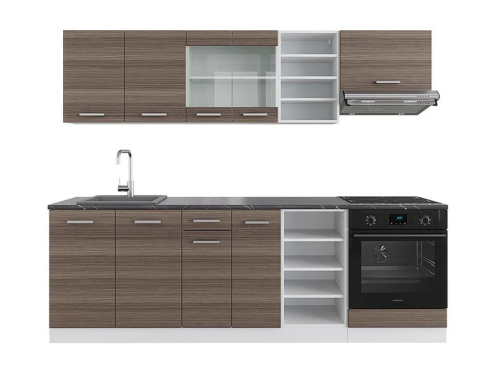 Küchenzeile edelgrau/weiß 240x60x81.6 r-line