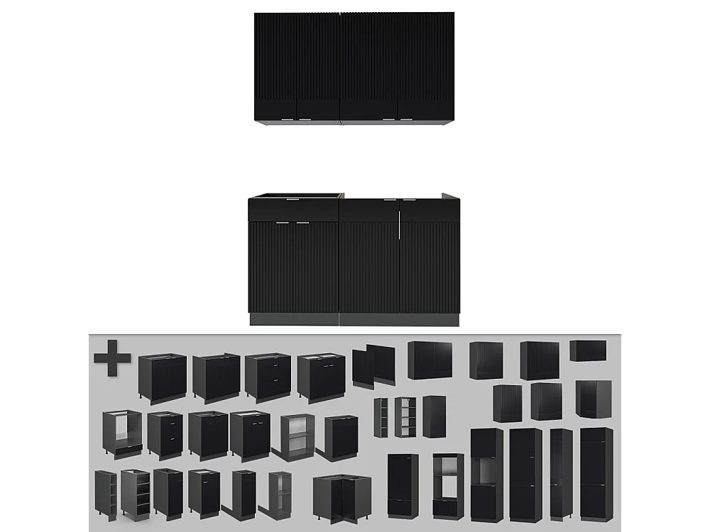 Cuisine noir rayé/anthracite 140x46x81.6 fame-line