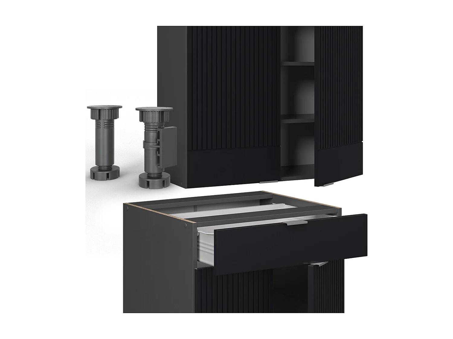 Cuisine noir rayé/anthracite 140x46x81.6 fame-line