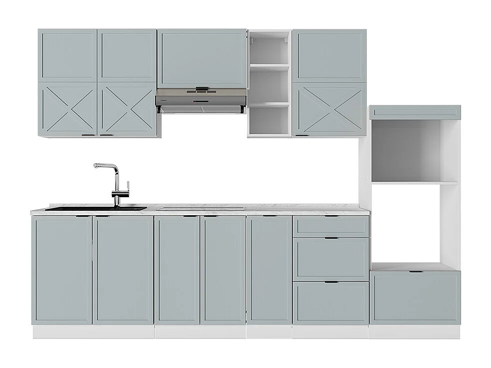 Cuisine bleu clair-gris/blanc 280x60x81.6 fame-line