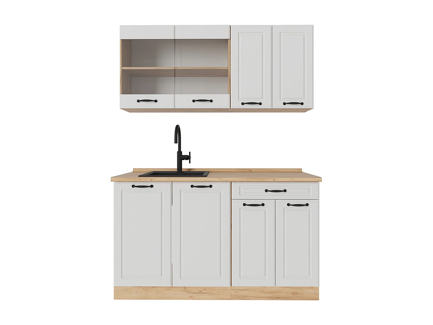 Cuisine blanc campagnard/chêne doré 140x60x81.6 r-line