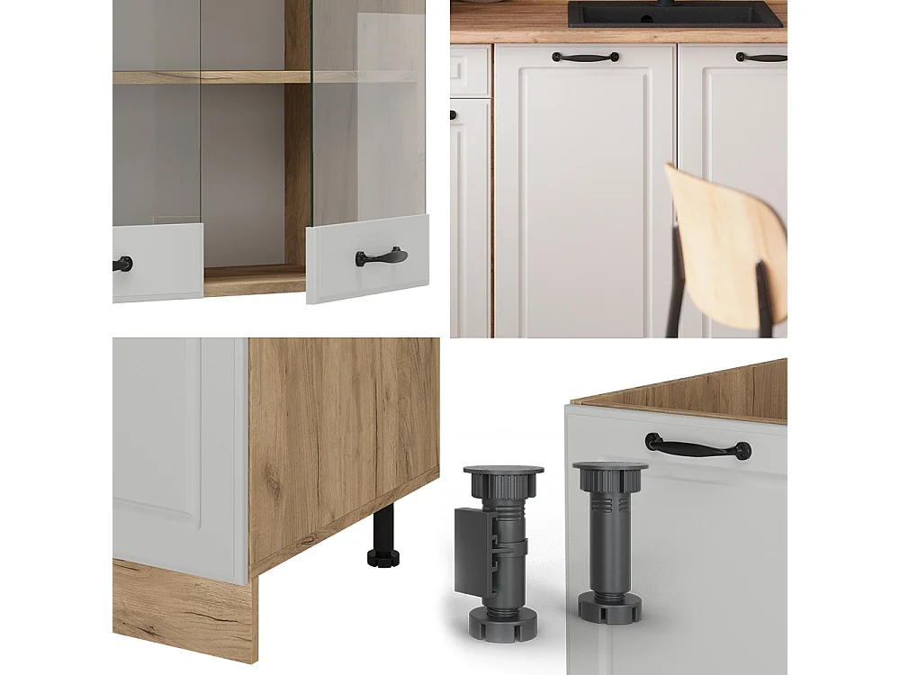 Cuisine blanc campagnard/chêne doré 140x60x81.6 r-line