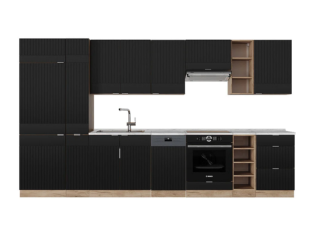 Cuisine noir rayé/chêne doré 355x46x81.6 fame-line