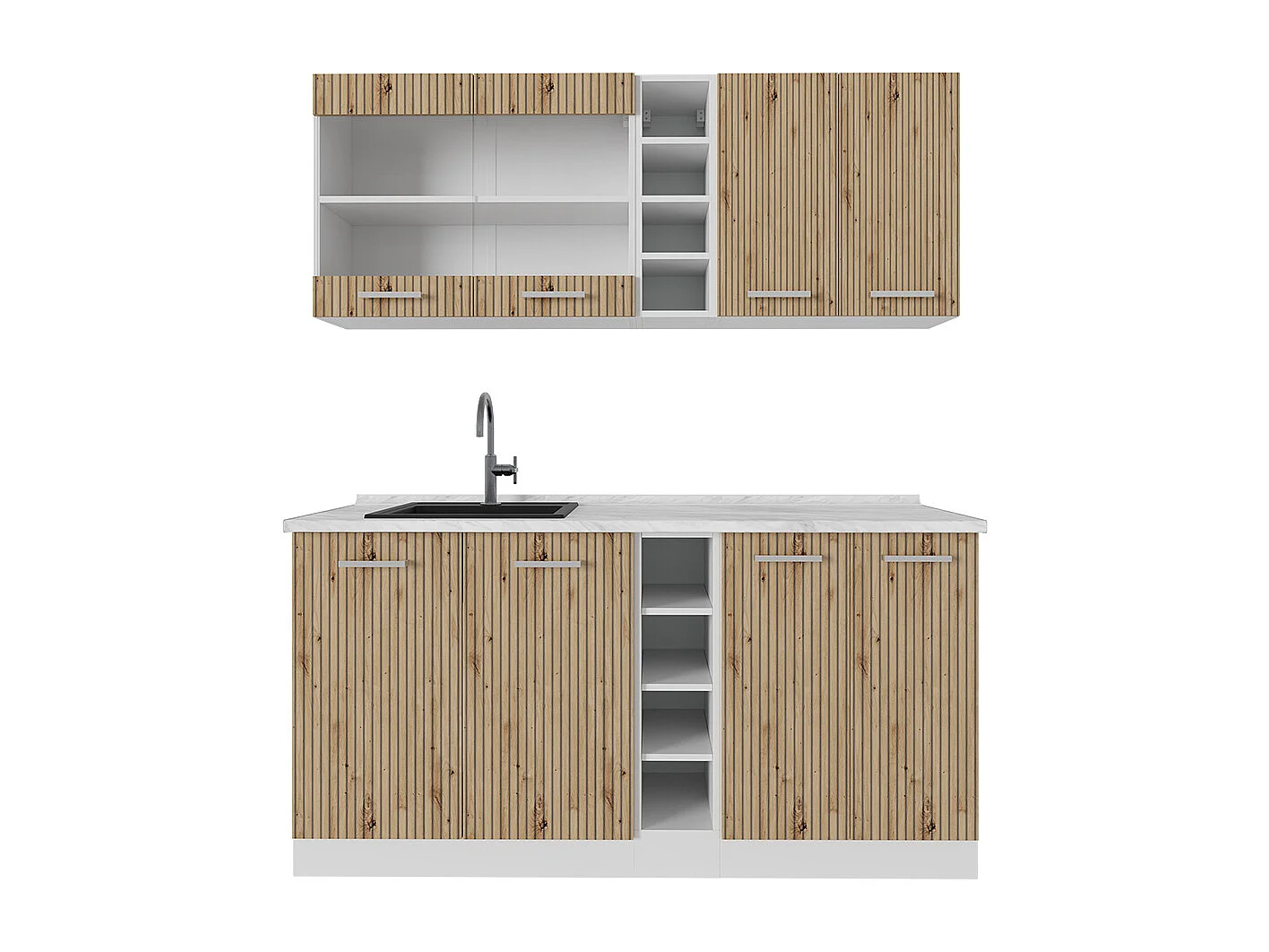 Eenpersoonskeuken artisanaal eiken/wit 160x60x81.6 r-line
