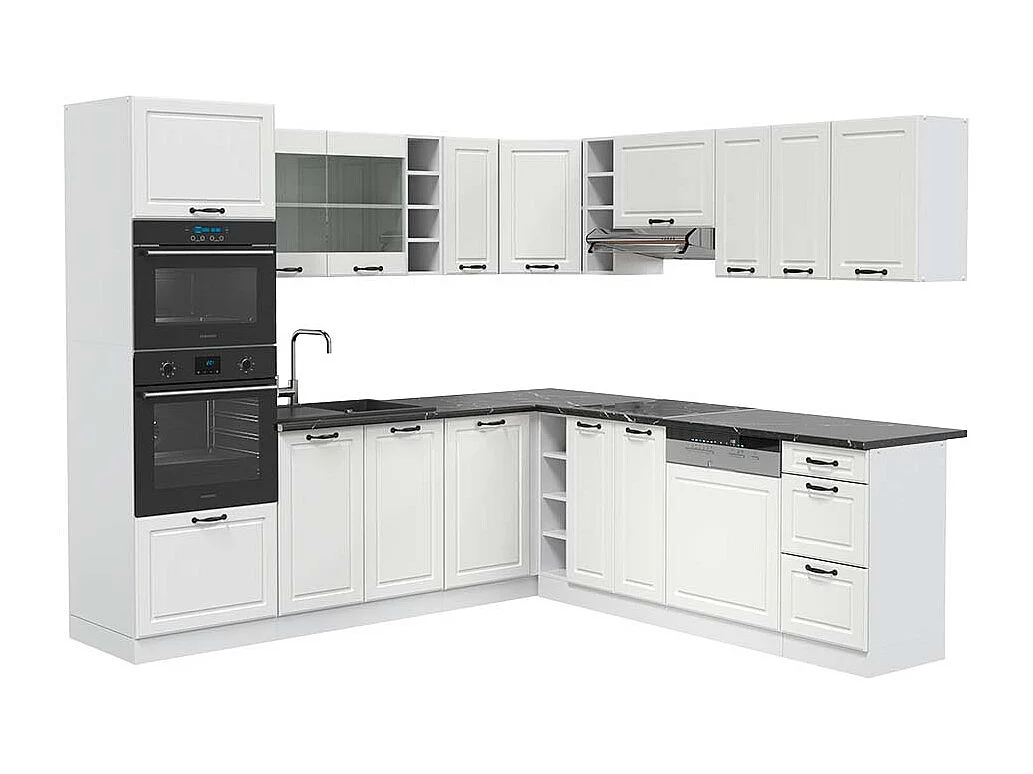 Cuisine en angle blanc campagne/blanc 247x60x81.6 r-line