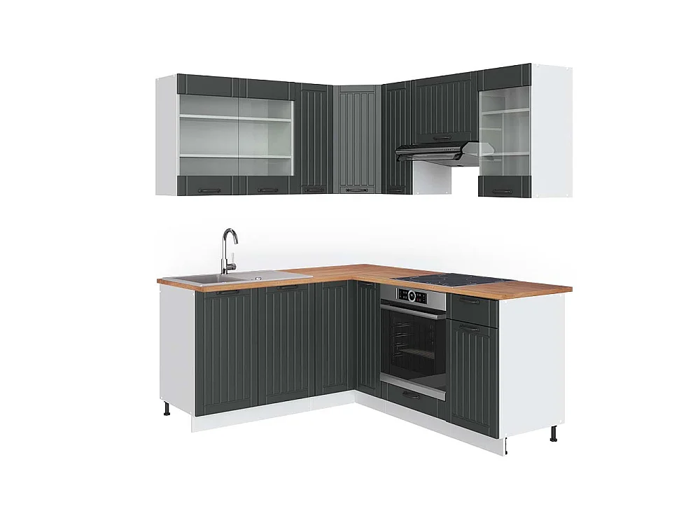 Hoekkeuken antraciet landhuis/wit 190x60x81.6 fame-line