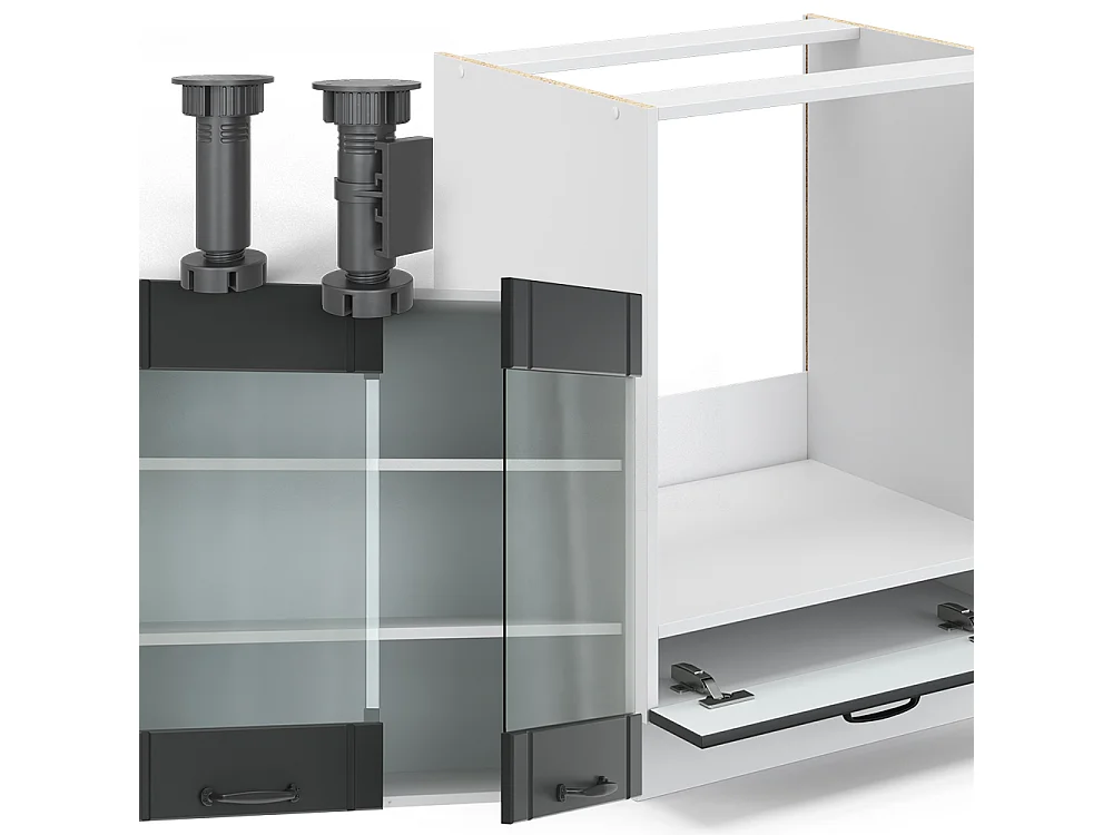 Hoekkeuken antraciet landhuis/wit 190x60x81.6 fame-line