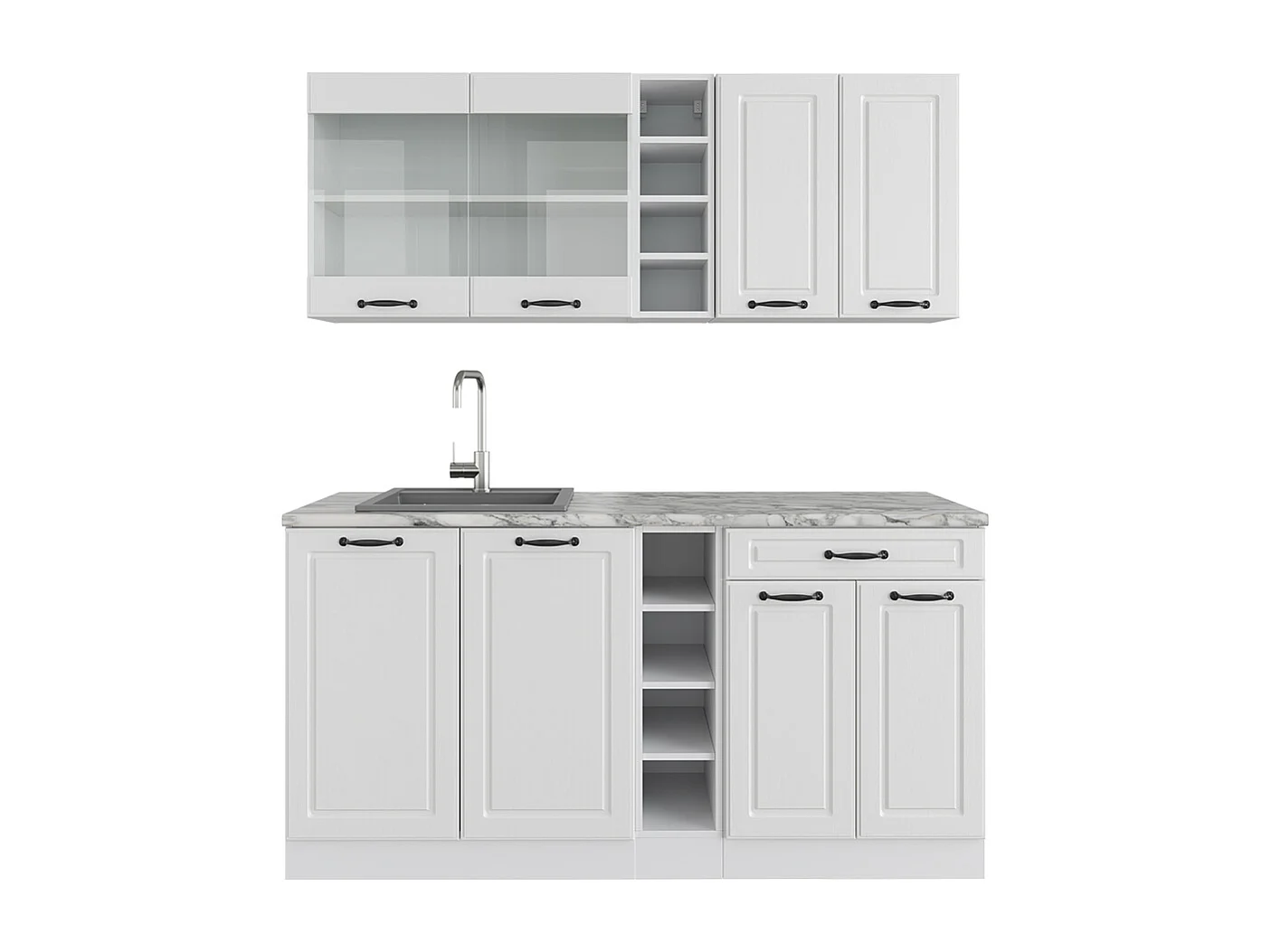 Enskilt kök white country house/vit 160x46x81.6 r-line