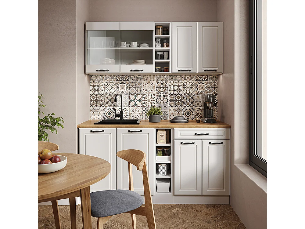 Enskilt kök white country house/vit 160x46x81.6 r-line