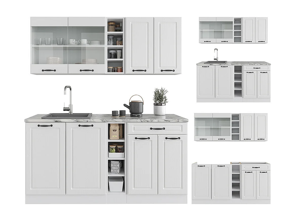 Enskilt kök white country house/vit 160x46x81.6 r-line