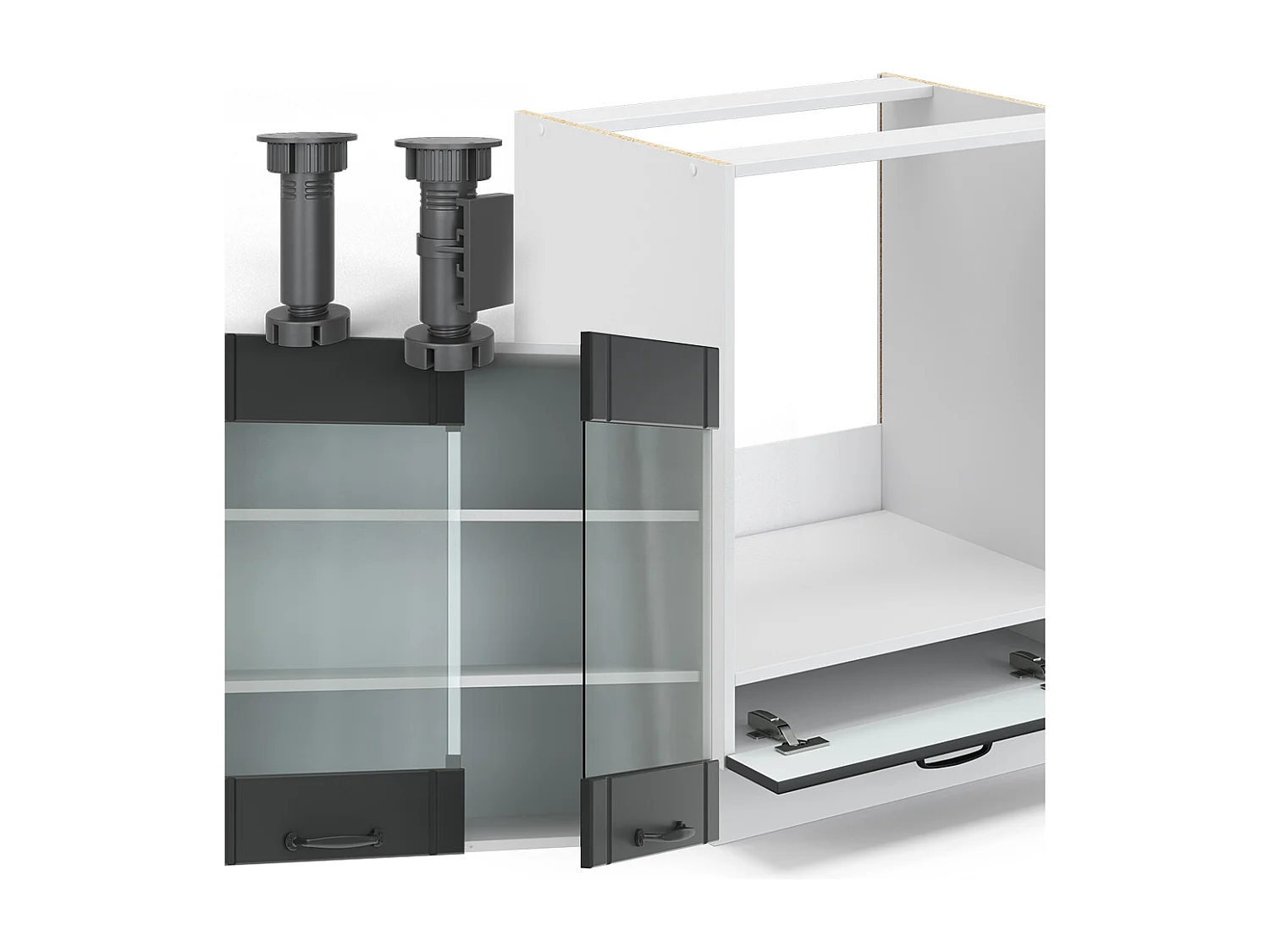 Cucina angolare completa antracite casa di campagna/bianco 190x46x81.6 fame-line