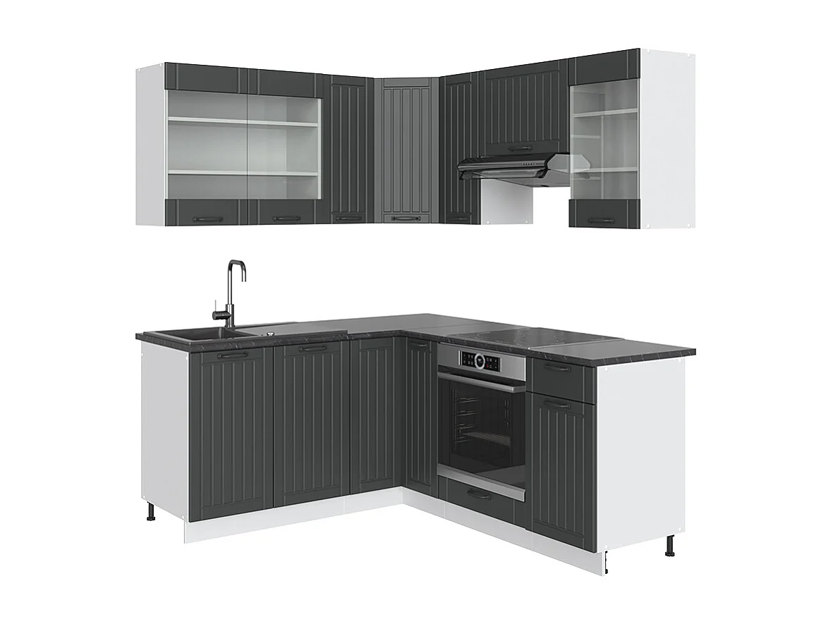 Hjørnekøkken antracit landhus/hvid 190x46x81.6 fame-line