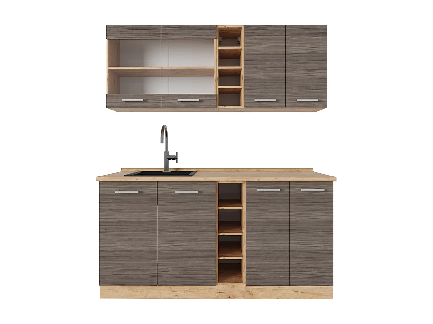 Cucina completa grigio nobile/rovere dorato 160x46x81.6 r-line