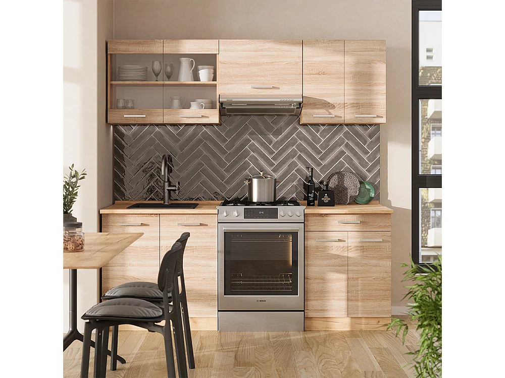 Cuisine sonoma/chêne doré 200x60x81.6 r-line