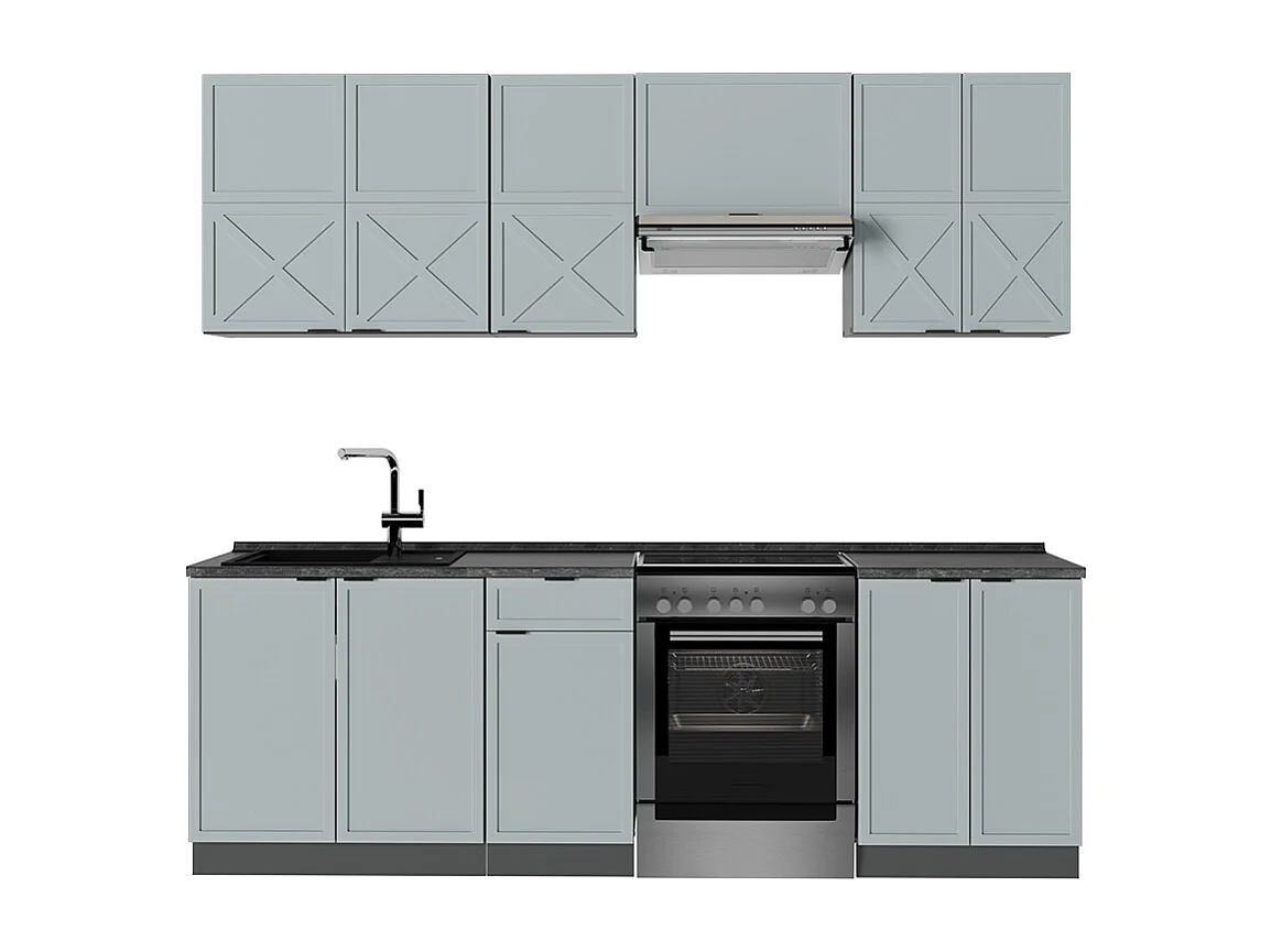 Cuisine bleu clair-gris/anthracite 240x60x81.6 fame-line