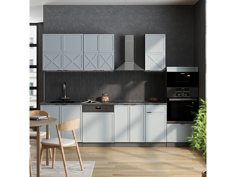 Mueble de cocina azul claro/gris antracita 300x46x81.6 fame-line