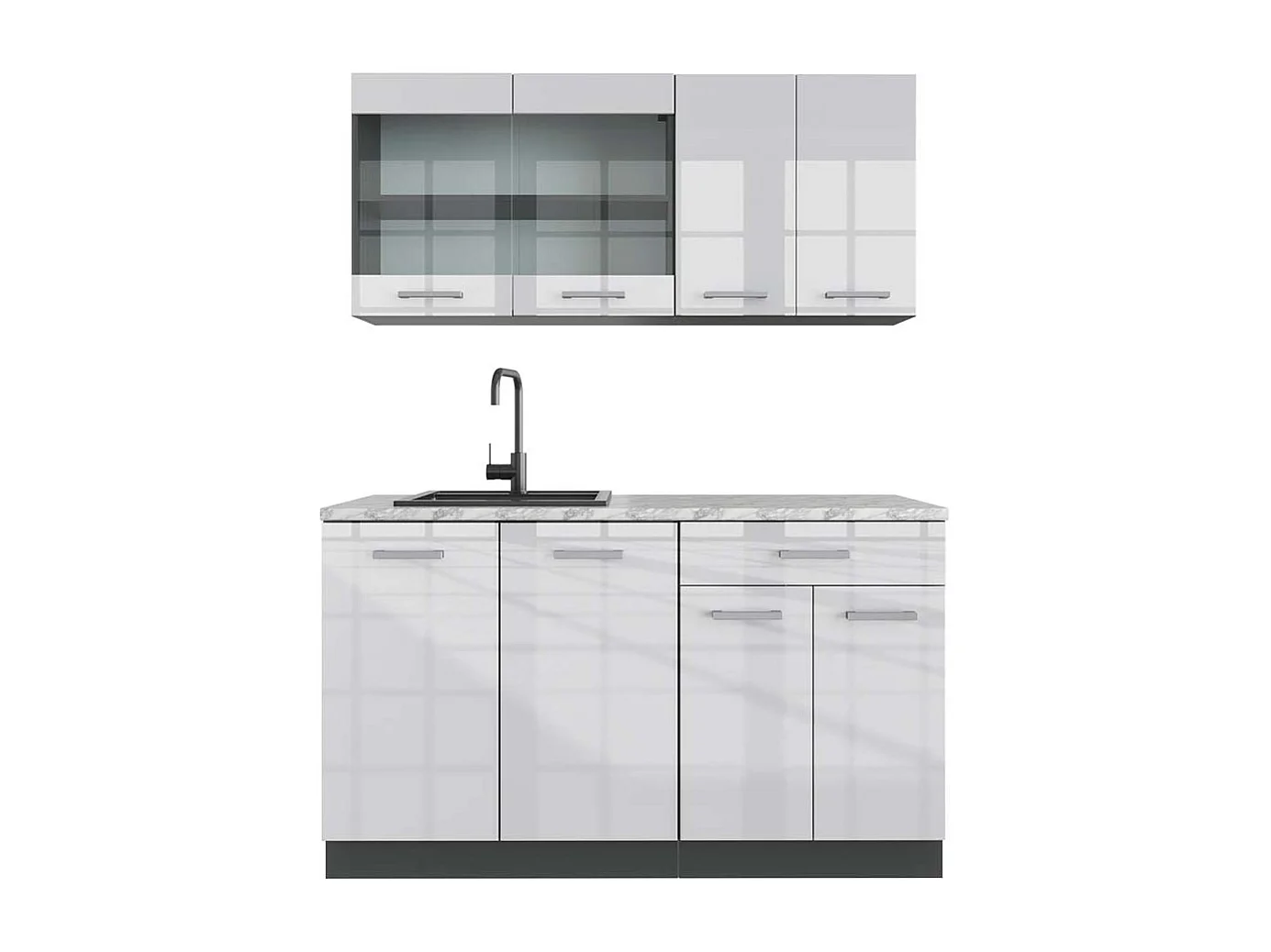 Cocina versátil blanco brillo/antracita 140x60x81.6 r-line