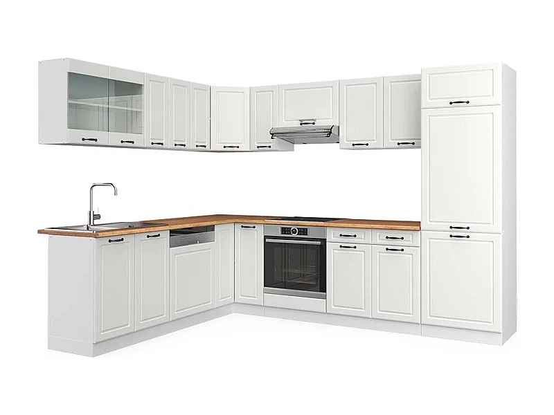 Cuisine en angle blanc campagne/blanc 287x60x81.6 r-line