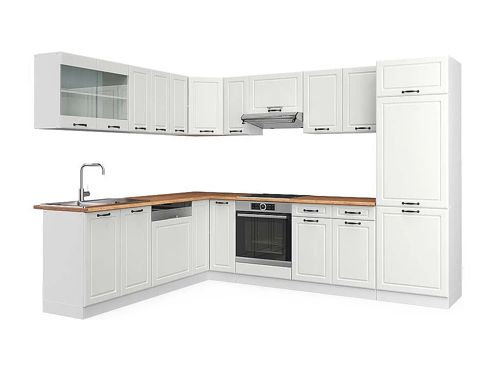 Cuisine en angle blanc campagne/blanc 287x60x81.6 r-line