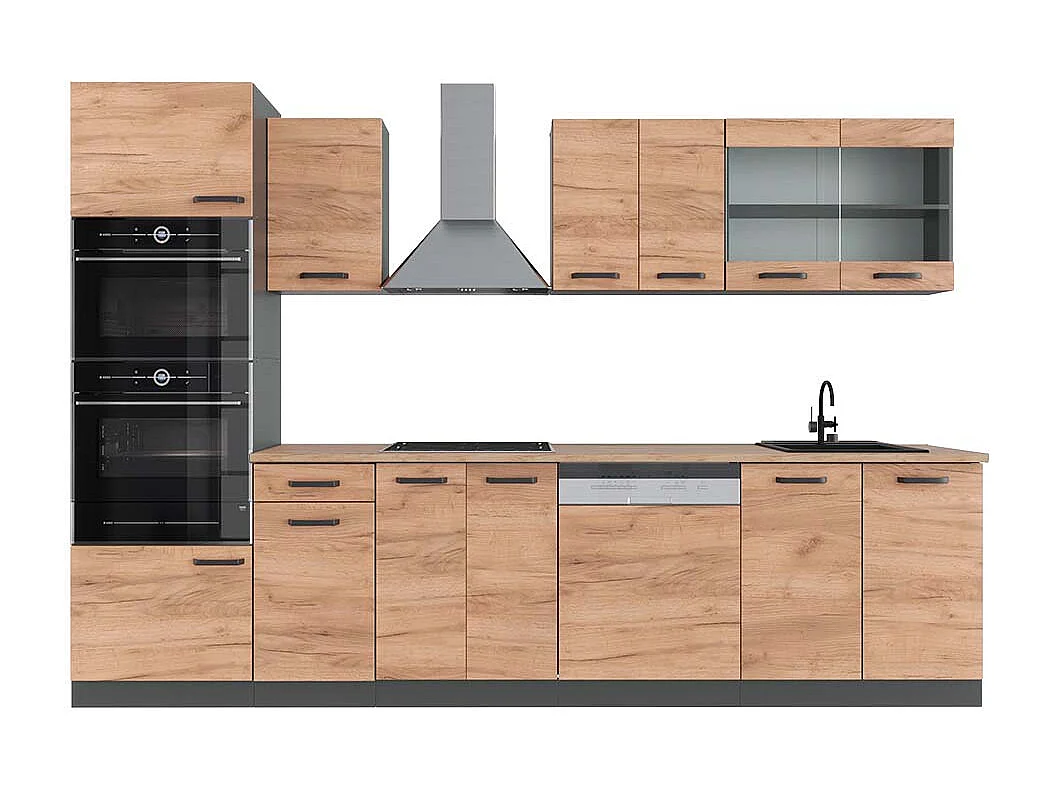 Küchenzeile goldkraft eiche/anthrazit 300x60x81.6 r-line