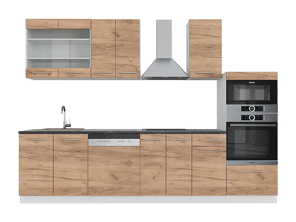 Cuisine chêne doré/blanc 300x60x81.6 fame-line